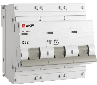 Изображение товара Автоматический выключатель EKF mcb47100-3-32D-pro PROxima 32 А 400 В 3 полюса