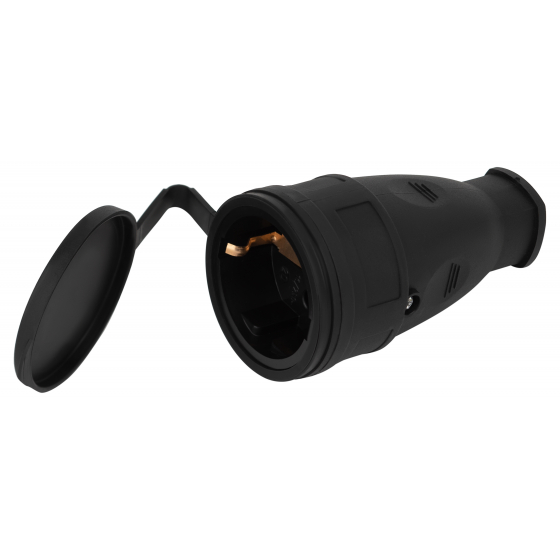 

Розетка ЭРА Б0055418 RX10-B-IP44 каучуковая c заземлением 16А IP44 прямая черная, Б0055418