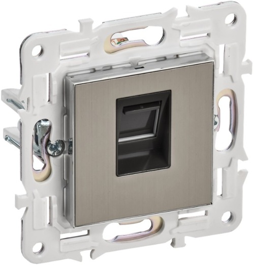 

Розетка компьютерная IEK SK-K10-2-K50 SKANDY RJ45 кат.6 SK-K02N металл никель, SK-K10-2-K50