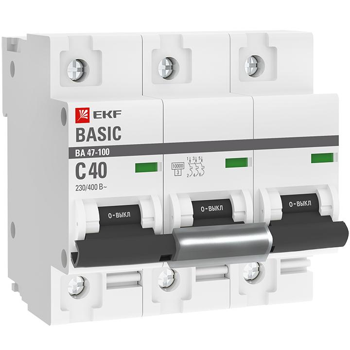 

Автоматический выключатель EKF mcb47100-3-40C-bas 3P 40А (C) 10kA ВА 47-100 Basic, mcb47100-3-40C-bas