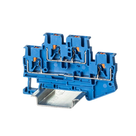 Изображение товара Двухуровневая клемма DKC VPRTT-2.5-BU с Push-in зажимом для DIN-рейки