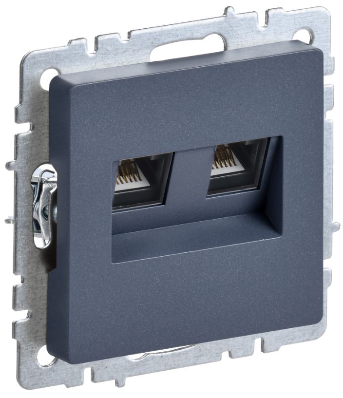 

Розетка компьютерная двойная IEK BR-K20-1-K35 BRITE RJ45 кат.5E РК10-2-БрМ Маренго, BR-K20-1-K35