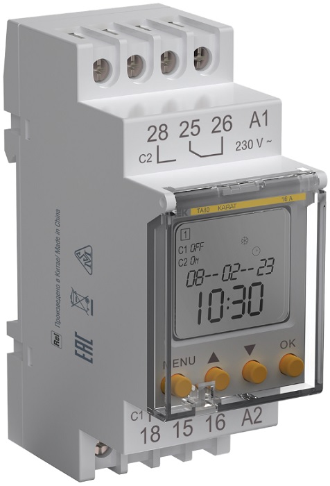 

Таймер IEK MTA-A-16 KARAT ТА80 астрономический 16А 230В на DIN-рейку, MTA-A-16