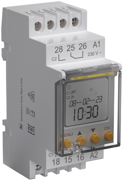 Изображение товара Таймер IEK MTA-A-16 KARAT астрономический 16А 230В для DIN-репейки