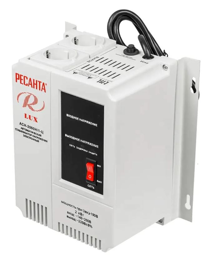 

Стабилизатор Ресанта 63/6/15 мощность 2000 Вт; вх/вых напряжение 140-260 В/202-238 В; скорость / точность стабилизации 35 В/с / 8% АСН-2000 Н/1-Ц, 63/6/15
