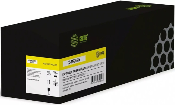 Изображение товара Картридж Cactus CS-MP2551Y желтый совместимый для Ricoh 9500 страниц