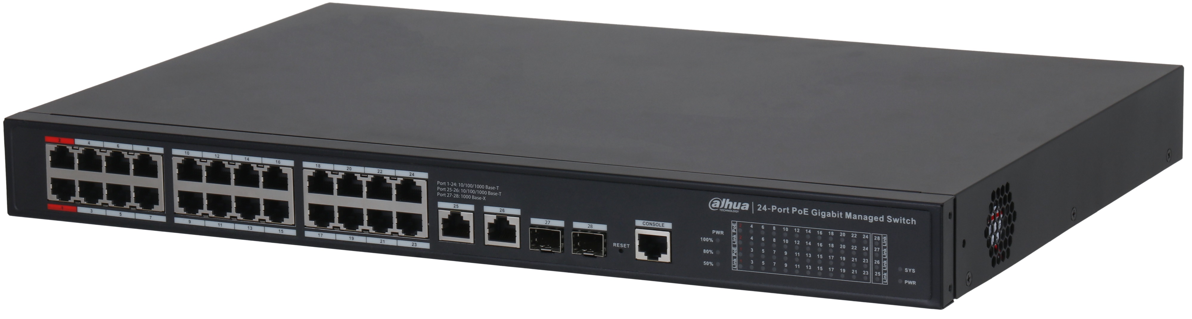 

Коммутатор Dahua DH-CS4228-24GT-240 24-портовый гигабитный PoE с функцией облачного управления, DH-CS4228-24GT-240