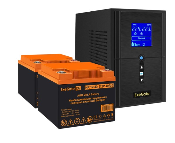 

Комплект Exegate SineTower SZ-1500.LCD.AVR.2SH.1C13.USB EX296817RUS ИБП EX295988RUS + батарея 40Aч EX282979RUS 2шт (инвертор, синус, для котла) 1500VA, SineTower SZ-1500.LCD.AVR.2SH.1C13.USB