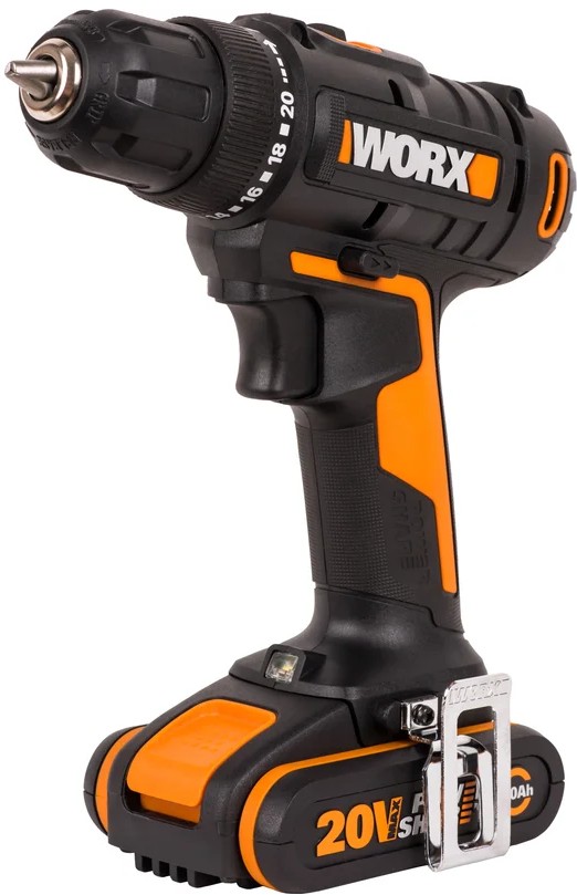 

Дрель - шуруповерт Worx WX100.2 аккумуляторная, 20В, 2Ач х2, ЗУ 0,4А, сумка, WX100.2