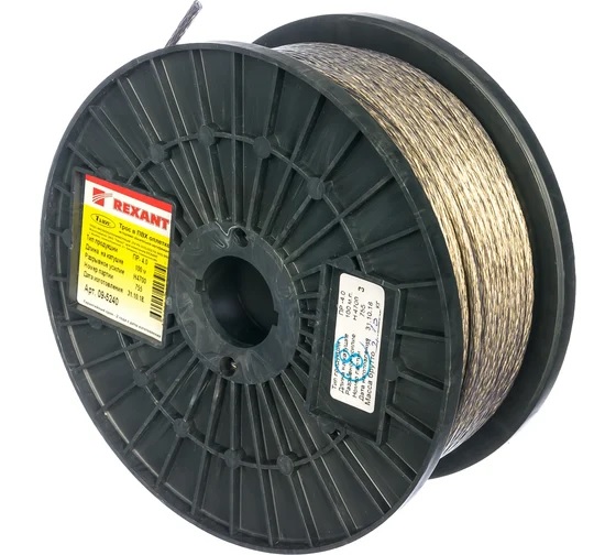 

Трос Rexant 09-5240 стальной в ПВХ изоляции d4.0мм (уп.100м), 09-5240