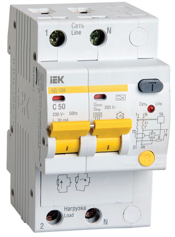 

Автомат дифференциальный IEK MAD12-2-050-C-030 KARAT АД12M 2P C50 30мА тип A, MAD12-2-050-C-030