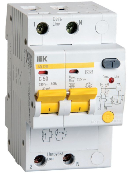 Изображение товара Автомат дифференциальный IEK MAD12-2-050-C-030 2P 50 А 30 мА