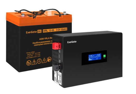 

Комплект Exegate IdealSine SR-600.LCD.2SH EX297387RUS ИБП EX295992RUS + батарея 55Aч EX285652RUS 1шт (инвертор, синус, для котла, PF=1, настенный) 600, IdealSine SR-600.LCD.2SH