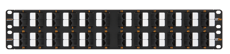 

Патчпанель NikoMax NMC-RP48UD2-AN-2U-BK 19", 2U, 48 угловых портов, Кат.5e (Класс D), 100МГц, RJ45/8P8C, 110/KRONE, T568A/B, неэкранированная, с орган, NMC-RP48UD2-AN-2U-BK