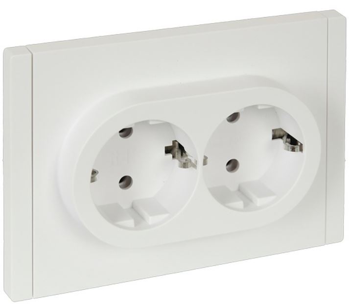 

Розетка двухместная с заземлением IEK FP-R21-16-1-K01 FORTE&PIANO без защитных шторок б/к 16А FP224 белый, FP-R21-16-1-K01