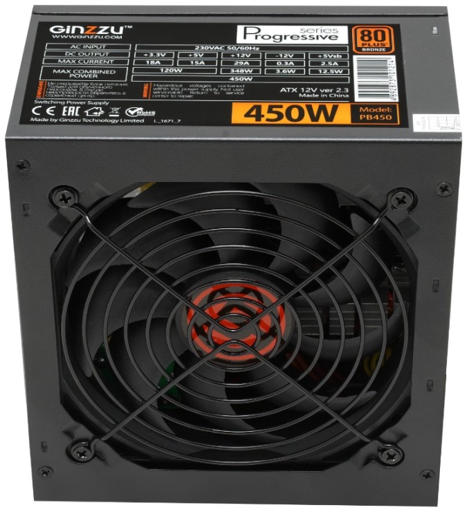 

Блок питания ATX Ginzzu PB450 450W, 80+, PB450
