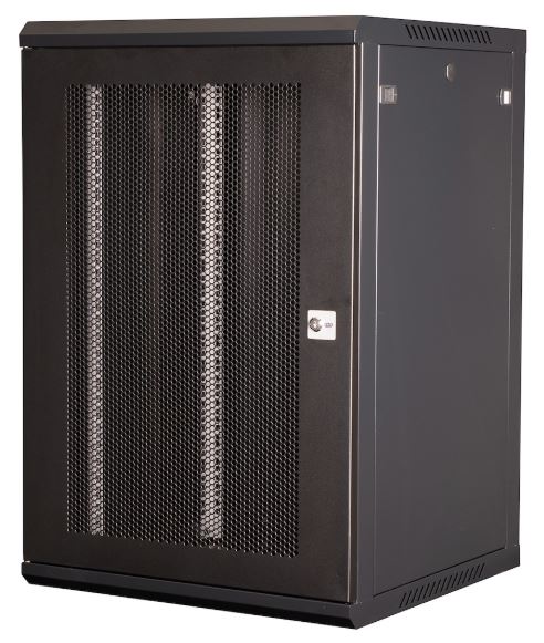 

Шкаф настенный 19", 18U Datarex DR-655101 телекоммуникационный 901X600х600 мм, дверь перфорация,черный, DR-655101