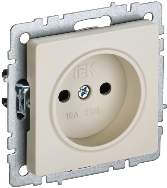 

Розетка без заземления IEK BR-R13-10-K10 BRITE с защитными шторками 10А РСш10-2-БрКр Бежевый, BR-R13-10-K10