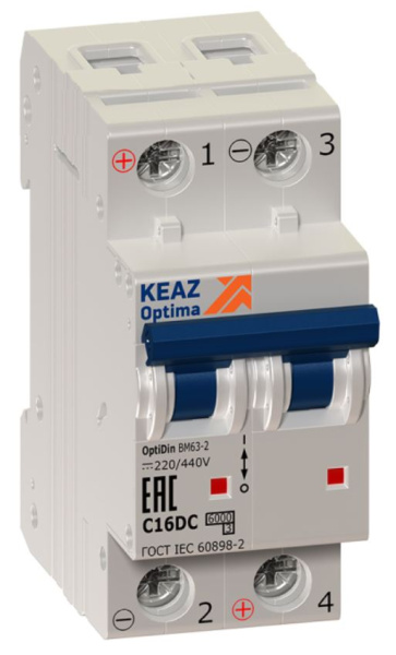 Изображение товара Автоматический выключатель КЭАЗ 261239 2 полюса постоянного тока 32 А IP20
