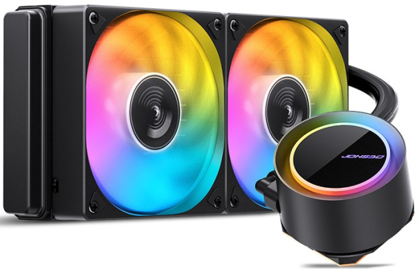 Изображение товара Система охлаждения JONSBO TG-240 ARGB с ARGB-подсветкой, радиатором из алюминия и двумя вентилятора