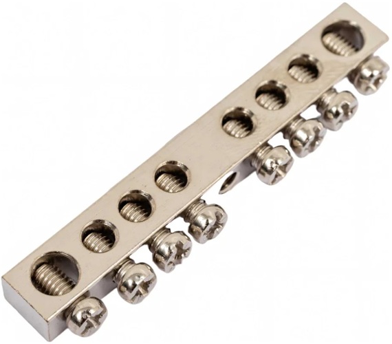 

Шина IEK YNN10-08-100 6х9мм 8/1 нулевая 8 групп/крепеж по центру, YNN10-08-100