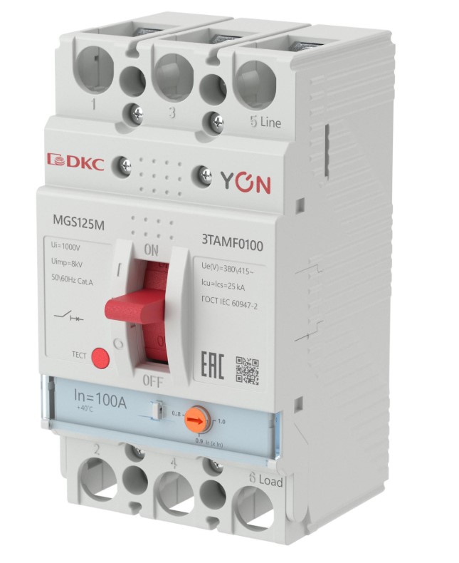 

Автоматический выключатель DKC MGS125M-3TAMF0100 YON MGS125 3P 80-100A 25kA, MGS125M-3TAMF0100