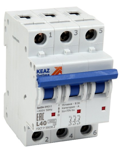 Изображение товара Автоматический выключатель КЭАЗ OptiDin BM63 25А 3 полюса для защиты сети