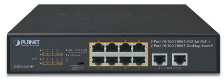 Коммутатор PoE Planet GSD-1008HP 8-Port 10/100/1000T 802.3at PoE + 2-Port 10/100/1000T Desktop Switch (120 watts)