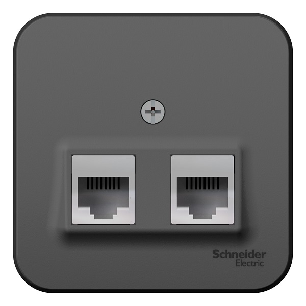 

Розетка Schneider Electric BLNIA045116 2-ая ТЛФ/КОМП, RJ45+RJ11, кат.5E, изолир. пластина Антрацит наруж, BLNIA045116