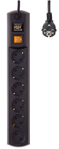 

Сетевой фильтр Most H6 Н6 5 м (6 розеток) черный 717216, H6