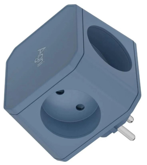 Изображение товара Тройник AGNI TP-WJ4E-blue 4 розетки 16А IP20 Schuko компактный разветвитель