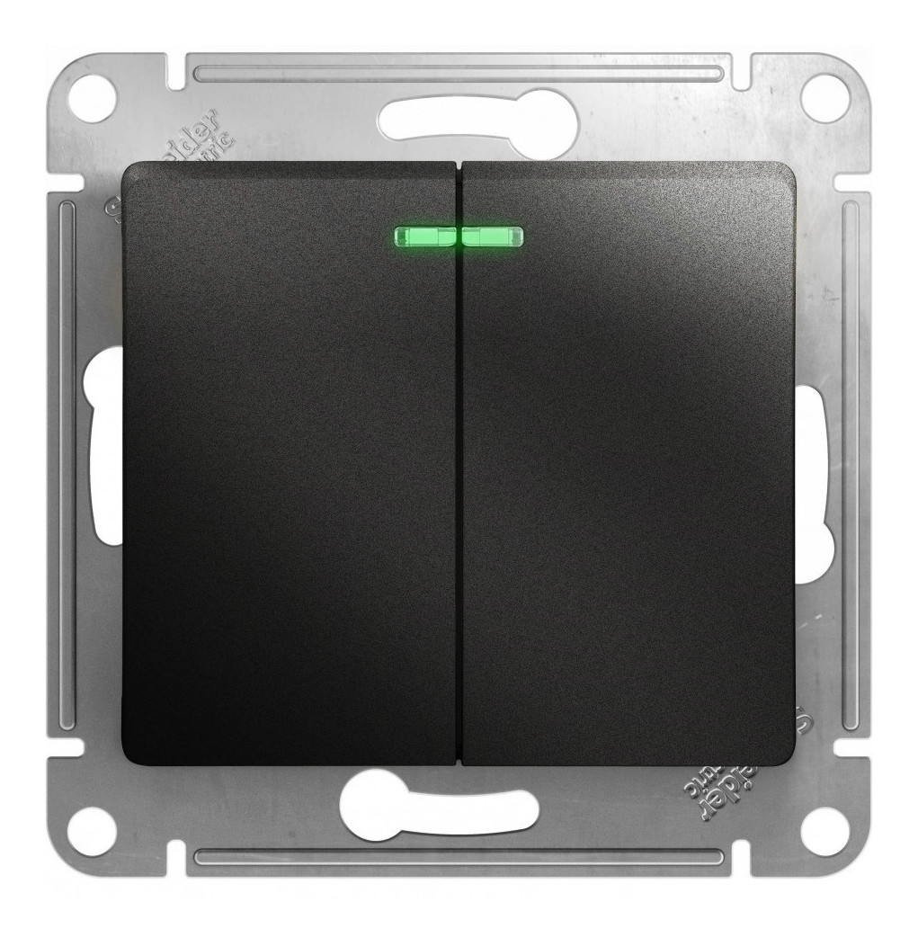 

Выключатель Schneider Electric GSL000753 Glossa Антрацит двухклавишный с подсветкой сх.5а, IP20, GSL000753