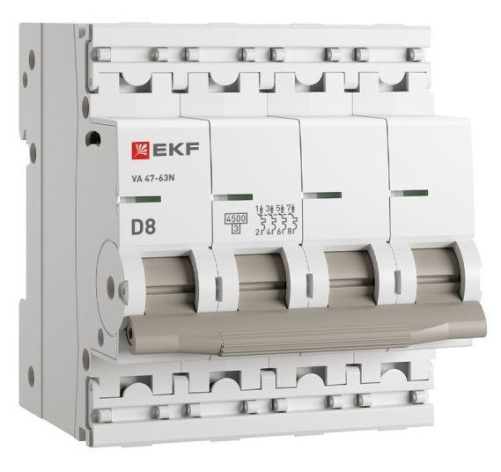 Изображение товара Автоматический выключатель EKF M634408D серии ВА 47-63N 8А 400В IP20