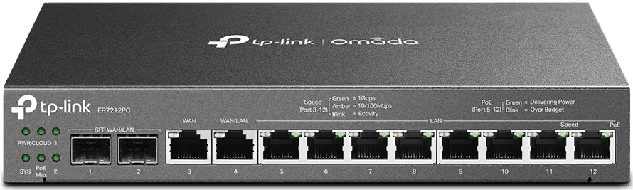 

Маршрутизатор TP-LINK ER7212PC Omada Gigabit Router with PoE+ 2xGigabit SFP WAN/LAN, Gigabit RJ45 WAN, Gigabit RJ45 WAN/LAN, 8xGigabit RJ45 LAN, 8, ER7212PC