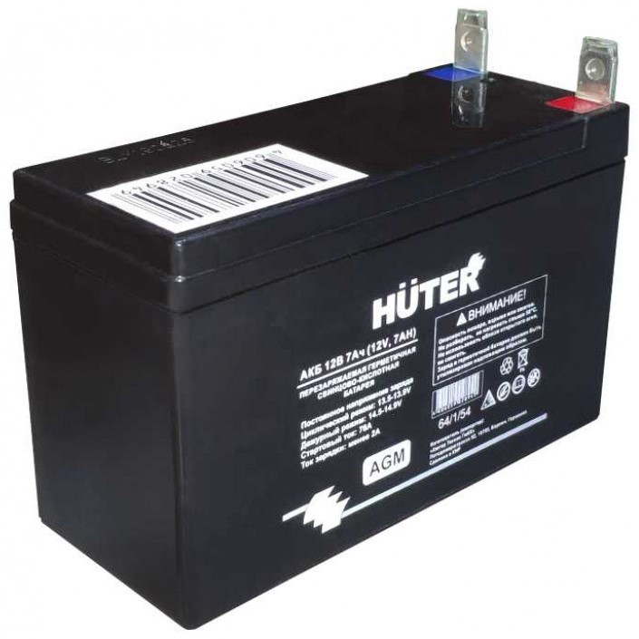 

Аккумулятор Huter 64/1/54 12В 7Ач SLA, 64/1/54