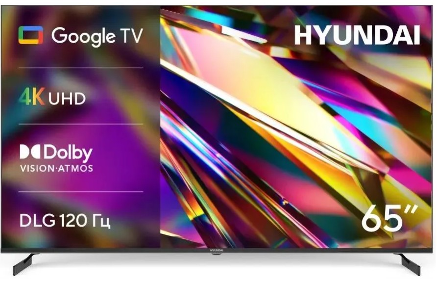 

Телевизор Hyundai H-LED65BU7011 LED, 65" Google TV Frameless Metal черный 4K Ultra HD 60Hz MEMC DVB-T DVB-T2 DVB-C DVB-S DVB-S2 USB WiFi Smart TV, H-LED65BU7011