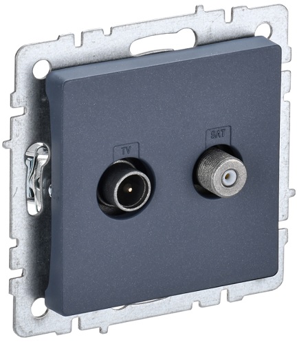 

Розетка телевизионная IEK BR-AF20-O-K35 BRITE TV+SAT РТВ/РСп12-БрМ Маренго, BR-AF20-O-K35