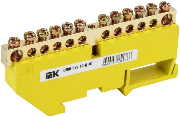 

Шина IEK YNN10-69-12D-K05 PE земля на DIN-изол ШНИ-6х9-12-Д-Ж, YNN10-69-12D-K05