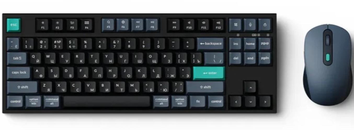 

Клавиатура и мышь Wireless Keychron B33 + BM25 KB1-RU TKL, ножничная, оба устройства используют один беспроводной адаптер, B33 + BM25