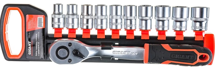 

Набор Gigant GAS 11 торцевых головок c трещоткой 1/2" 11 предметов, GAS 11