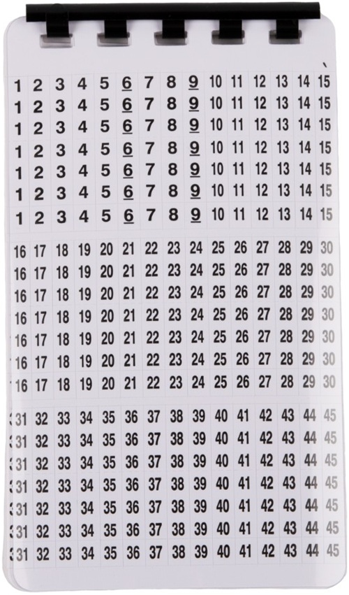 

Маркер на кабель NIKOMAX NMC-CMW-FF-WT-10-K самоклеящиеся, символы "1~45", белые, 10 листов., NMC-CMW-FF-WT-10-K