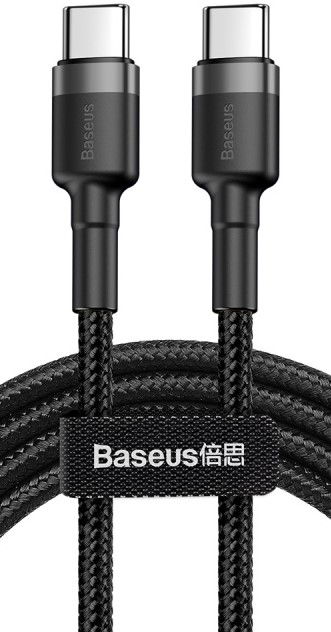 

Кабель интерфейсный Baseus CATKLF-GG1 Type-C PD2.0 60W (20V 3A) 1m gray+black, CATKLF-GG1