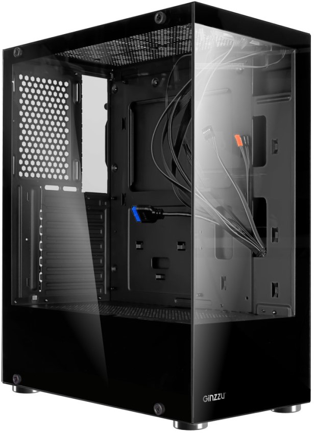 

Корпус ATX Ginzzu CL100 без БП, боковая и фронтальная панель из закалённого стекла, 2*USB 2.0, USB 3.0, CL100