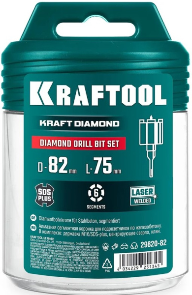 Изображение товара Алмазная коронка Kraftool Diamond для бетона и керамики