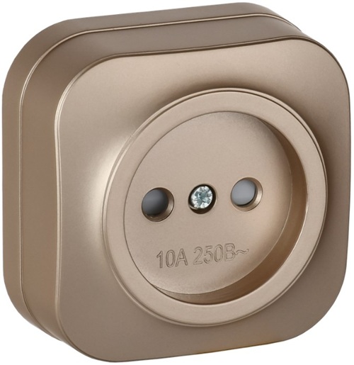 

Розетка без заземления IEK ERH13-K37M-10 GLORY для открытой установки с защитными шторками 10А РСш20-2-ХШм шампань матовый, ERH13-K37M-10