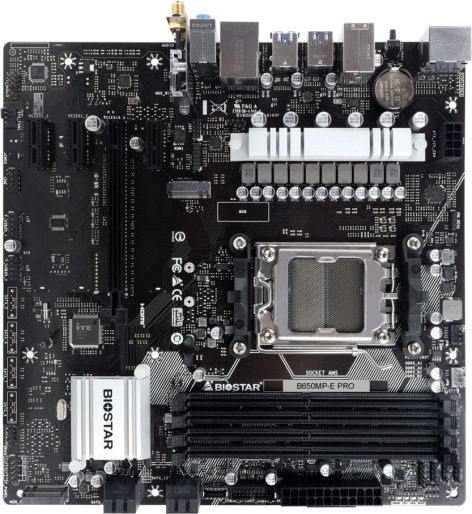Изображение товара Материнская плата Biostar B650MP-E PRO с сокетом AM5 и DDR5, mATX