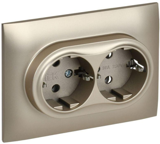 фото Розетка двухместная с заземлением в сборе IEK SK-R21-16-K37-F в Казани
