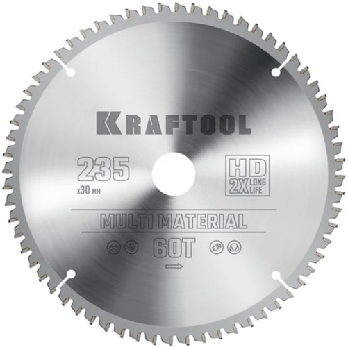 

Диск пильный Kraftool Multi material 36953-235-30 Kraftool по алюминию 235x30мм. 64т, Multi material