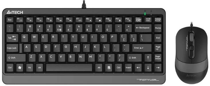 

Клавиатура и мышь A4Tech F1110 GREY цвет клав:черный/серый, мыши: черный 1919567, F1110 GREY