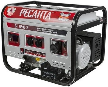 Изображение товара Генератор бензиновый Ресанта БГ 6500 Э мощностью 5.5 кВт электростартер
